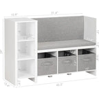 Kids Bookshelf with Reading Nook, Toddler Bookcase Bench and Toy Storage Organizer with Seat and Back Cushion