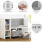 Kids Bookshelf with Reading Nook, Toddler Bookcase Bench and Toy Storage Organizer with Seat and Back Cushion