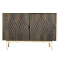 2 Doors Accent Cabinet with 4 Shelves in White Washed and Black