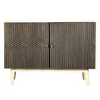 2 Doors Accent Cabinet with 4 Shelves in White Washed and Black