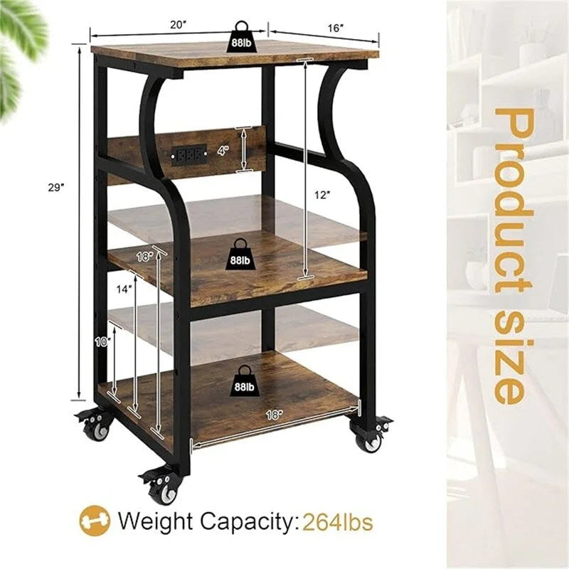 3 Tier Printer Stand,Printer Table with Adjustable Storage Shelf - 19.7 x 15.7 x 29.5 inches