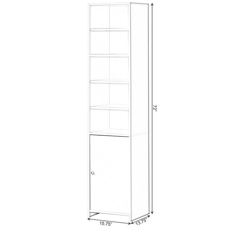 Tall Bathroom Laundry Storage Organizer Cabinet Linen Tower, White