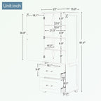 Tall Bathroom Storage Cabinet with Two Drawers and Adjustable Shelf