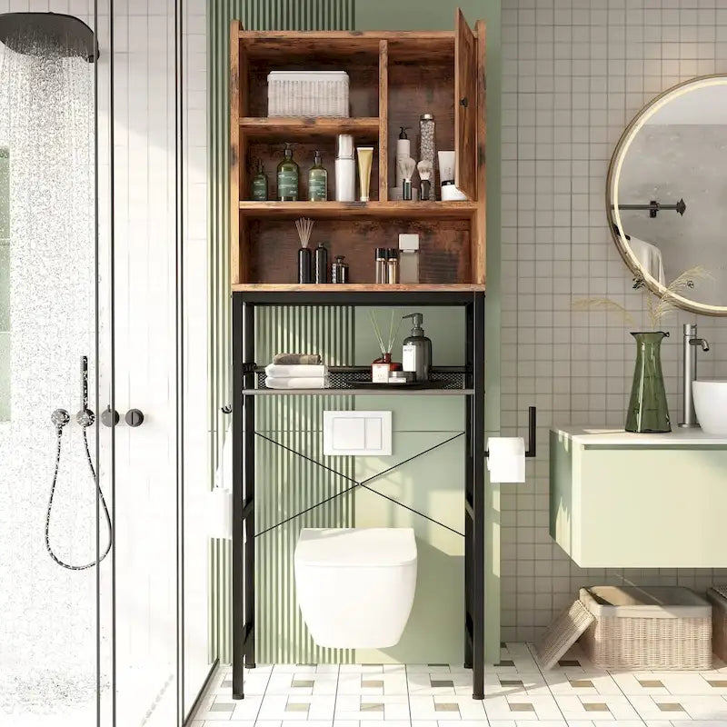 Wooden Bathroom Over The Toilet Storage Cabinet - N/A