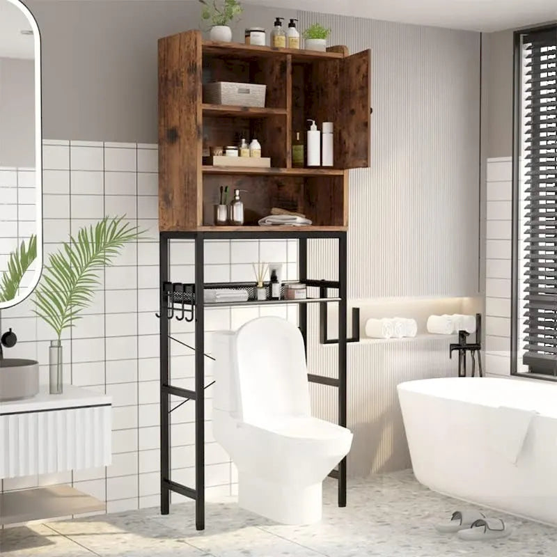 Wooden Bathroom Over The Toilet Storage Cabinet - N/A