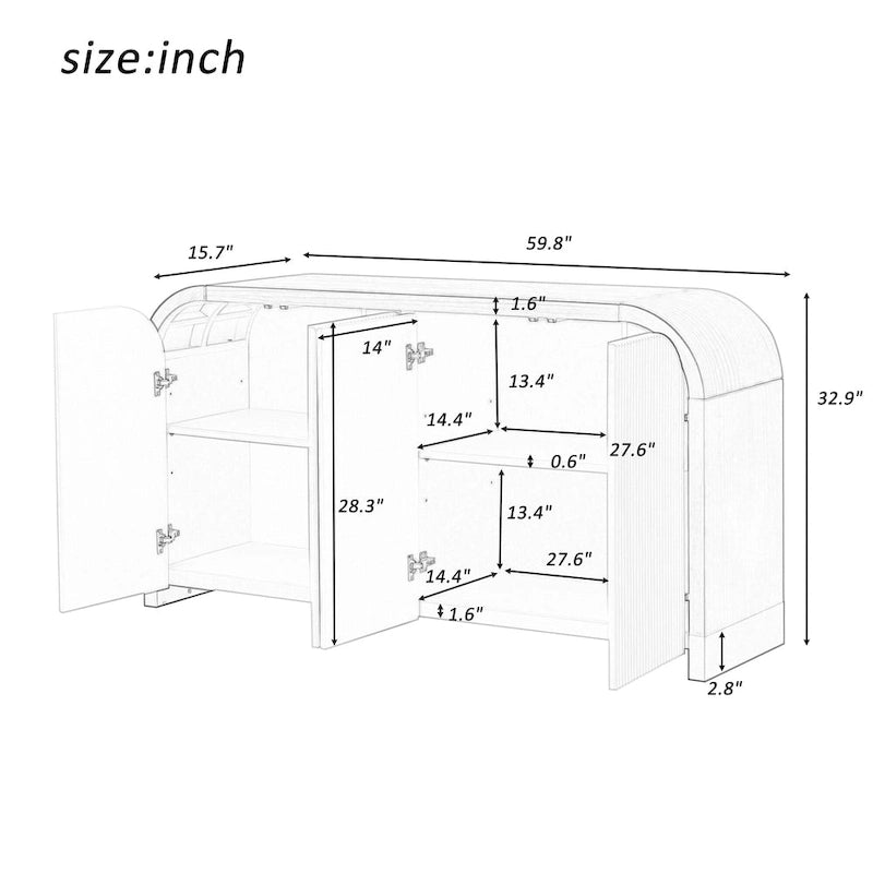4-door Cabinet with Adjustable Shelves for Living Room