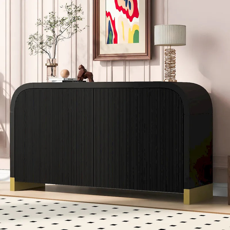 4-door Cabinet with Adjustable Shelves for Living Room