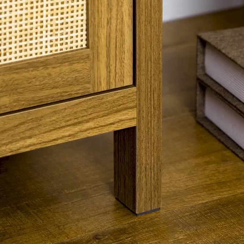 Bookcase with Cabinet and Open Shelves, Tall Bookshelf, Walnut