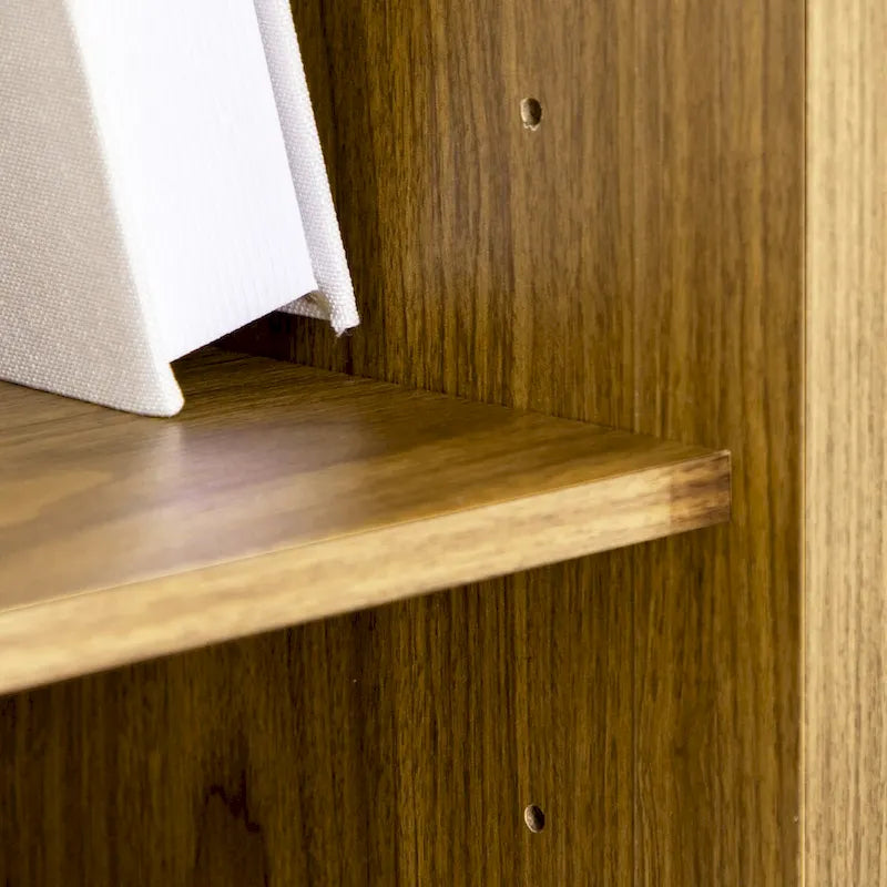 Bookcase with Cabinet and Open Shelves, Tall Bookshelf, Walnut