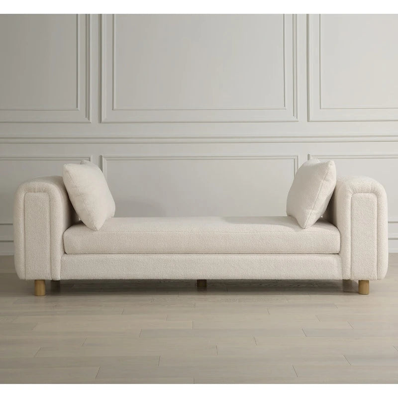 Oversized Ivory Bench - 28.5 H X 90.5 W X 26 D