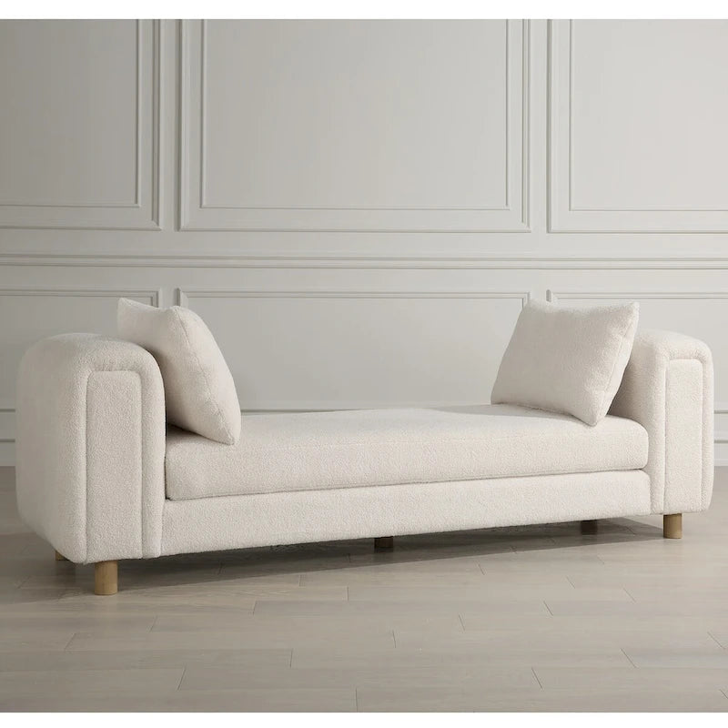 Oversized Ivory Bench - 28.5 H X 90.5 W X 26 D