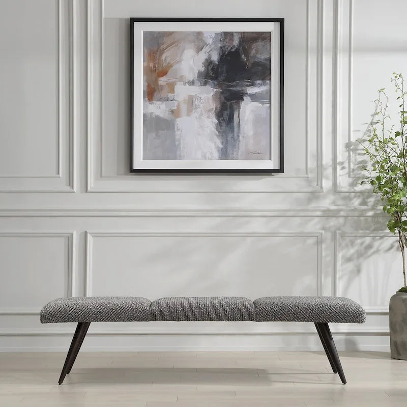 Charcoal Fabric Bench - 18 H X 72.5 W X 20 D