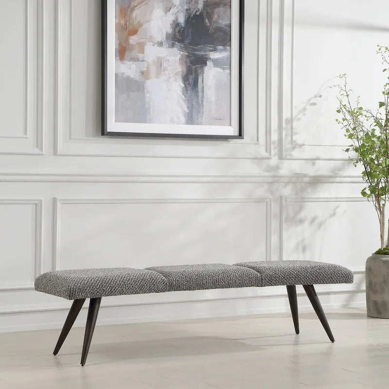 Charcoal Fabric Bench - 18 H X 72.5 W X 20 D