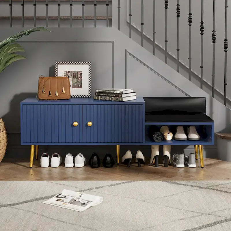 Modern Shoe Storage Bench with Hidden Storage and Upholstered Cushions for Bedside, Living Room and Entryway
