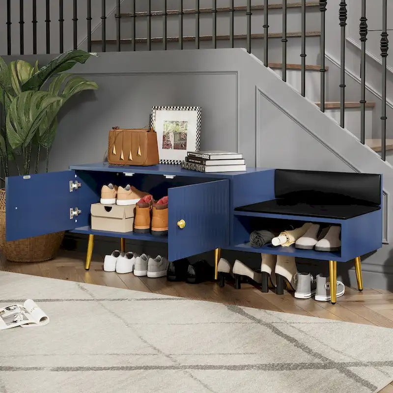 Modern Shoe Storage Bench with Hidden Storage and Upholstered Cushions for Bedside, Living Room and Entryway