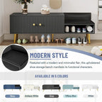 Modern Shoe Storage Bench with Hidden Storage and Upholstered Cushions for Bedside, Living Room and Entryway